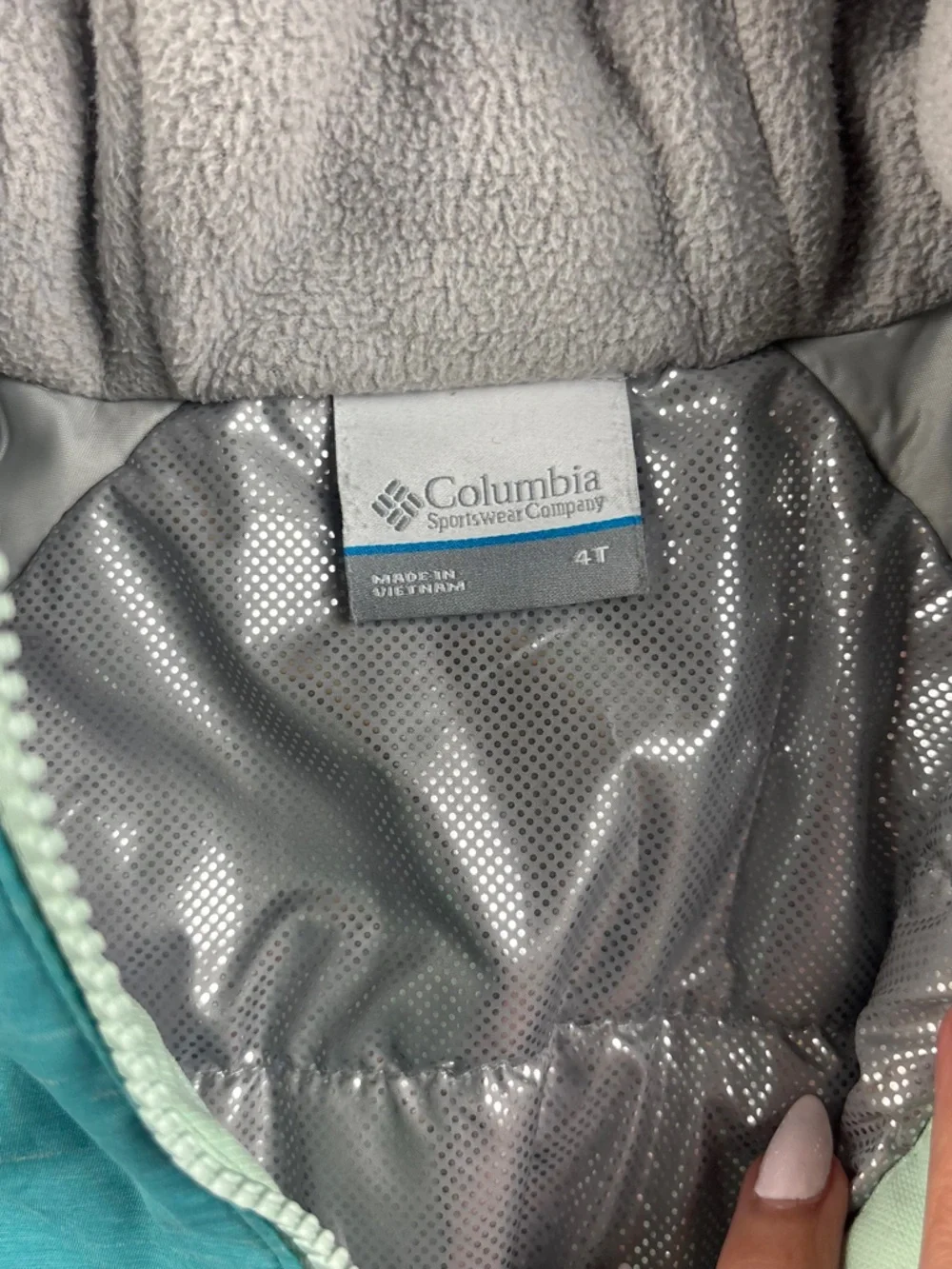 COLUMBIA Girls Mint Green/Blue Winter Snow Hooded Ski Jacket Omni-Heat size: 4t